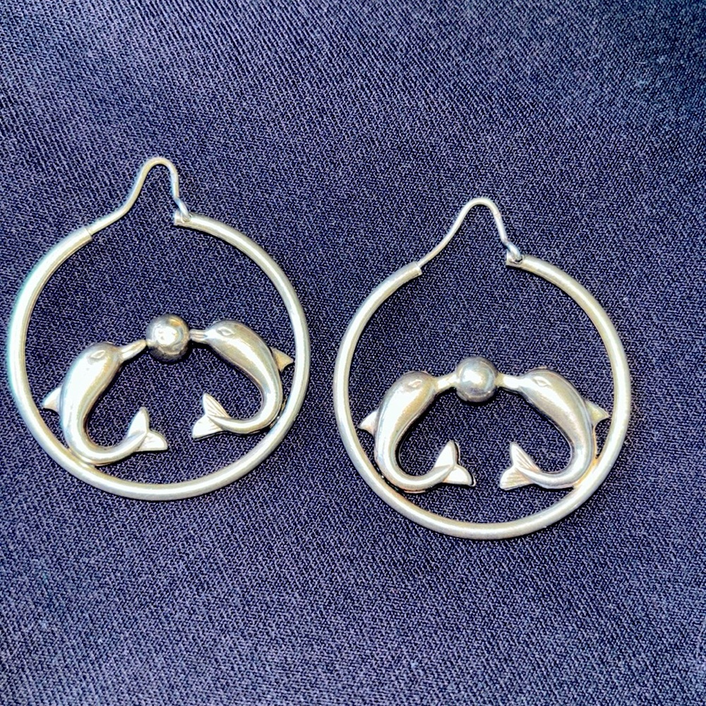 Dolphin Hoop Earrings 925 Sterling Silver
